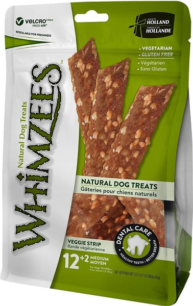 Whimzees Veggie Strips Dental Chew Dog Treats, 14 oz. Value Pack, Medium (for dogs 25-40 lbs.)