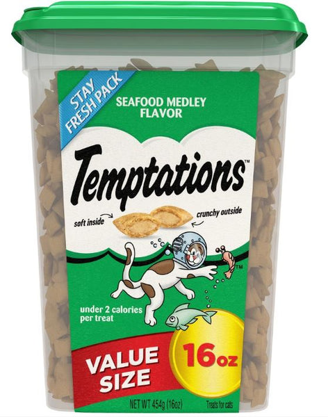 Temptations Seafood Medley Flavor Cat Treats, front of container