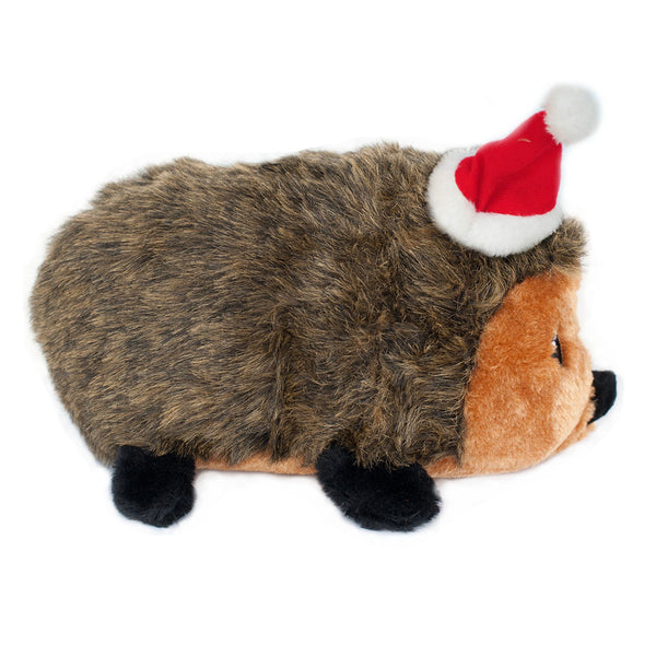ZippyPaws Holiday Hedgehog Plush Dog Toy, side view