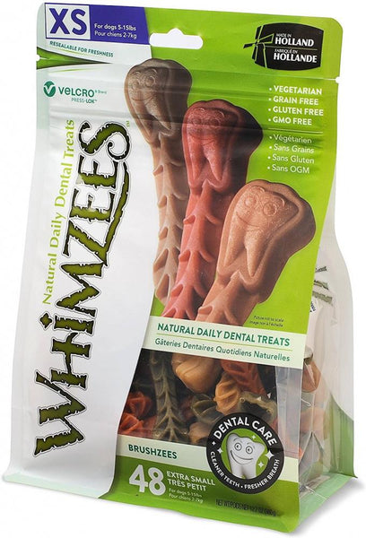 Whimzees Brusheez Natural Daily Dental Extra Small Breed Dog Treats, 12.7 oz. Value Pack - X-Small (for dogs 5-15 lbs.)