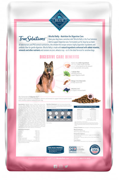 Blue Buffalo True Solutions Blissful Belly Natural Digestive Care Chicken Recipe Adult Dry Dog Food