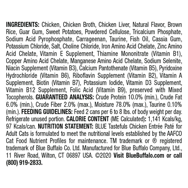 Blue Buffalo Tastefuls Natural Pate Chicken Entree Wet Cat Food