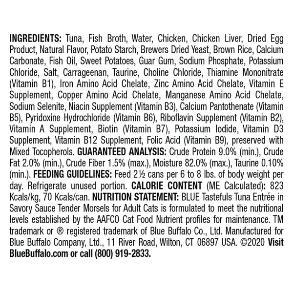 Blue Buffalo Tastefuls Natural Tender Morsels Tuna Entree Wet Cat Food