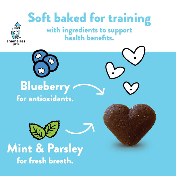 Shameless Pets Blueberried Treasure Soft-Baked Dog Treats, soft-baked for training graphic