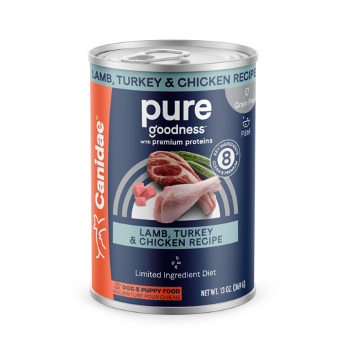 Canidae PURE Grain Free, Limited Ingredient Wet Dog Food, Lamb, Turkey and Chicken, 13oz