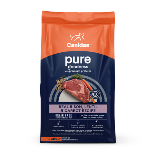 Canidae PURE Grain Free, Limited Ingredient Dry Dog Food, Bison, Lentil and Carrot,