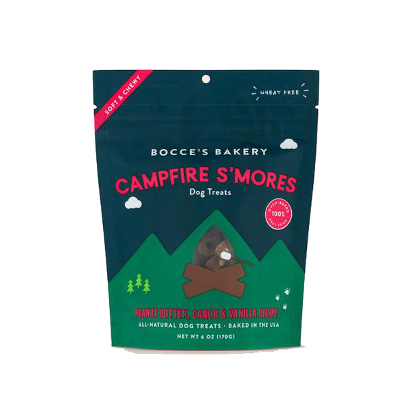 Bocce's Bakery Soft & Chewy Campfire S'mores Peanut Butter, Carob & Vanilla Dog Treats