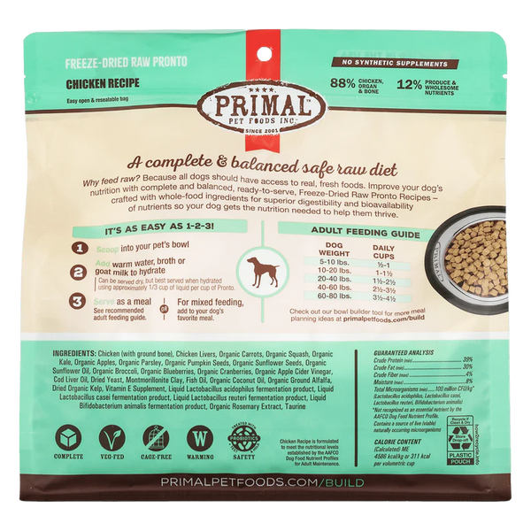 Primal Pronto Chicken Freeze Dried Dog Food