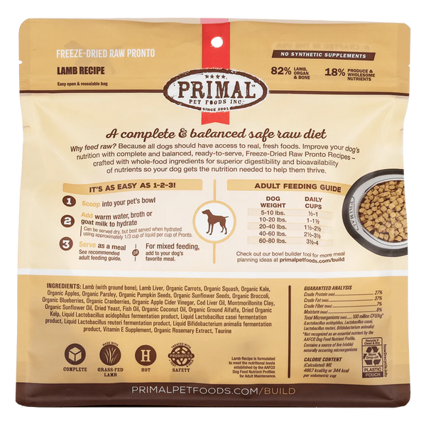 Primal Pronto Lamb Freeze Dried Dog Food