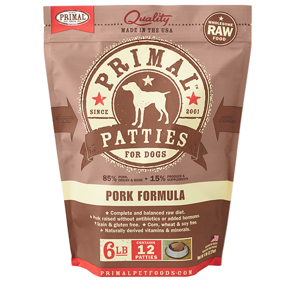 Primal Pork Patties Frozen Dog Food