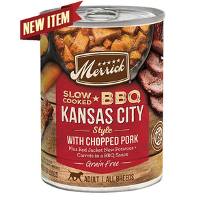 Merrick  Slow-Cooked BBQ Kansas City Style with Chopped Pork Wet Dog Food