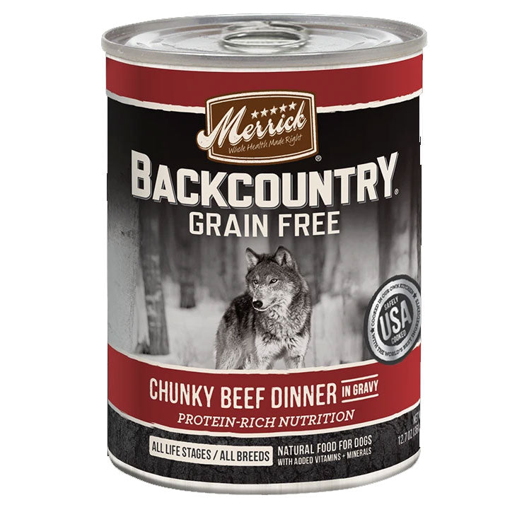 Merrick Backcountry Chunky Beef Dinner in Gravy Wet Dog Food