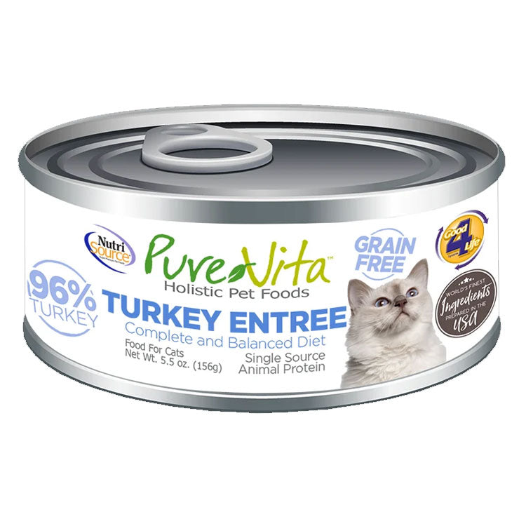 Nutrisource Pure Vita Grain Free Turkey Entree Canned Cat Food