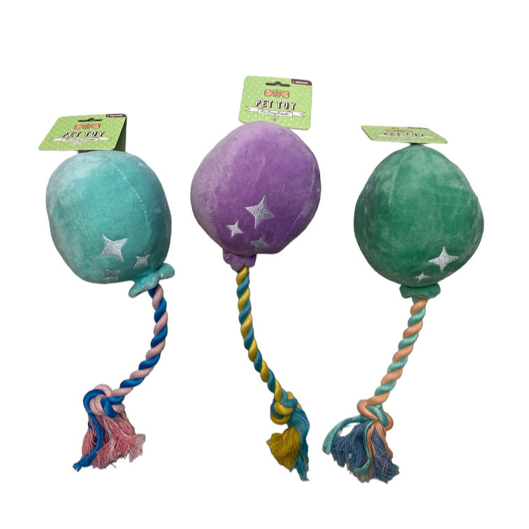 P.O.M. Plush Balloon & Rope Dog Toy