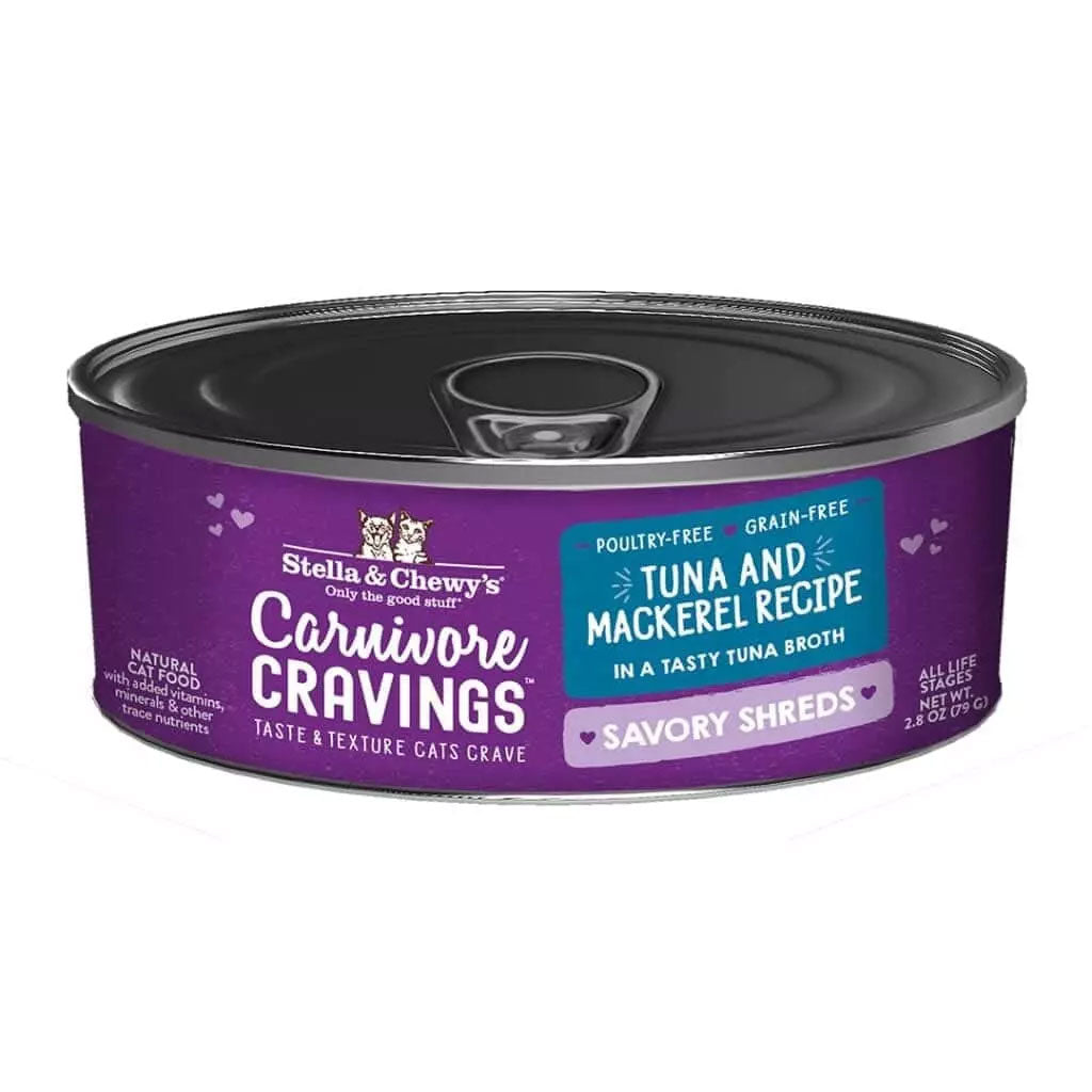 Stella & Chewy's Carnivore Cravings Savory Shreds Tuna & Mackerel Recipe Wet Cat Food
