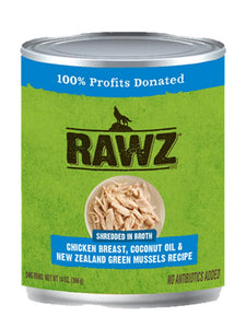 Rawz Shredded Chicken and Coconut Oil in Broth Wet Dog Food