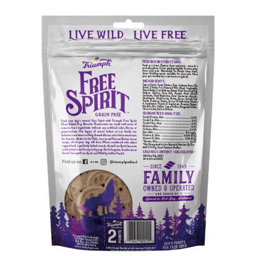 Triumph Free Spirit Grain Free Biscuits with Peanut Butter and Molasses Oven Baked Dog Treats