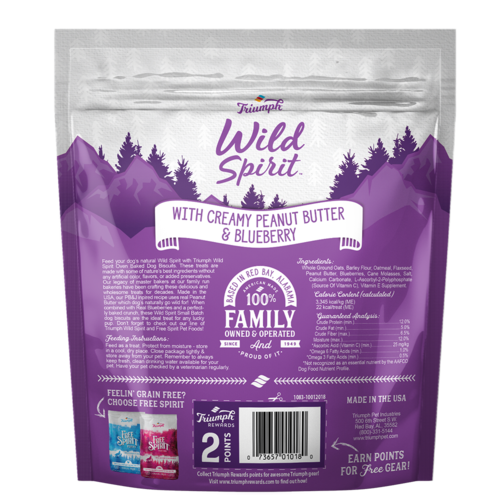 Triumph Wild Spirit Small Batch Oven Baked Biscuits with Creamy Peanut Butter and Blueberry Dog Treats