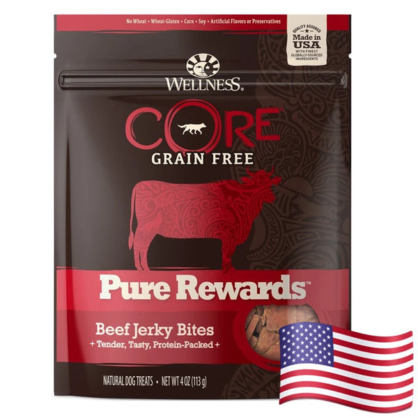 Wellness CORE Natural Grain Free Pure Rewards Beef Recipe Jerky Bites Dog Treats