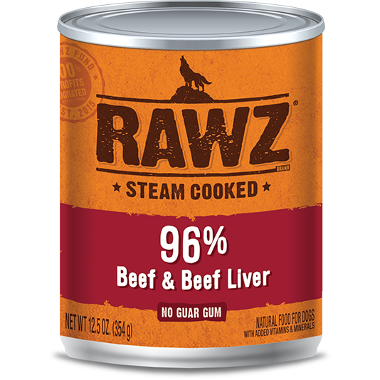 RAWZ 96% Beef and Beef Liver Wet Dog Food