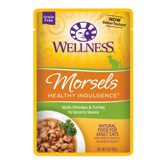 Wellness Healthy Indulgence Morsels with Chicken & Turkey in Savory Sauce Wet Cat Food