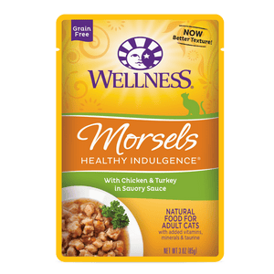 Wellness Healthy Indulgence Morsels with Chicken & Turkey in Savory Sauce Wet Cat Food