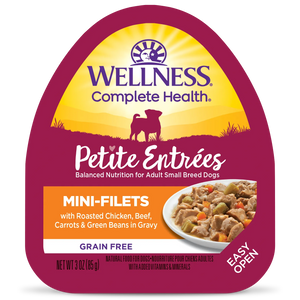 Wellness Petite Entrees Grain Free Mini-Filets Roasted Chicken, Beef, Carrots & Green Beans in Gravy Recipe Wet Dog Food