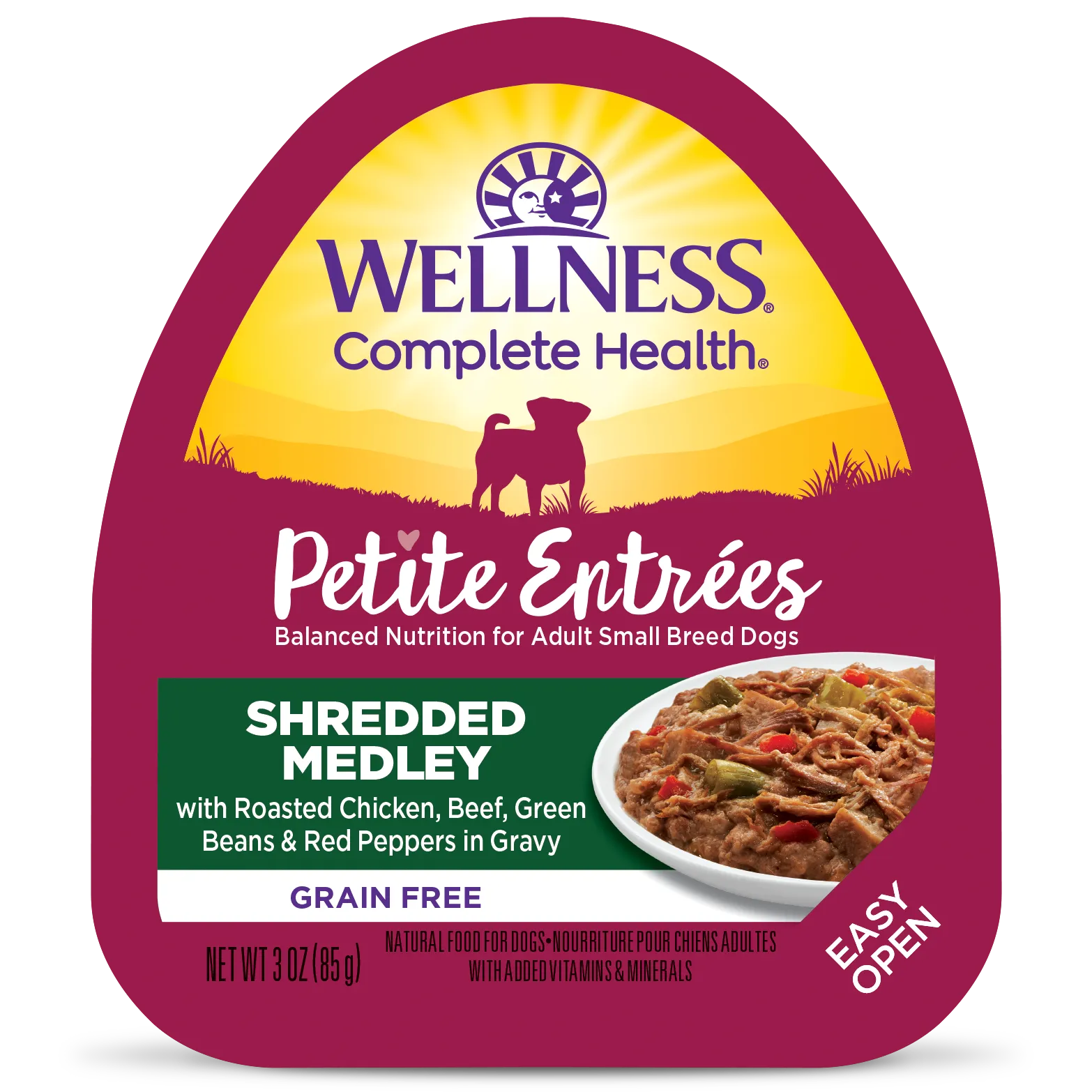 Wellness Petite Entrees Grain Free Shredded Medley Roasted Chicken, Beef, Green Beans & Red Peppers Recipe Wet Dog Food