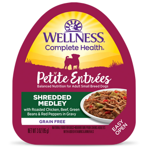 Wellness Petite Entrees Grain Free Shredded Medley Roasted Chicken, Beef, Green Beans & Red Peppers Recipe Wet Dog Food