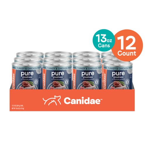 Canidae PURE Grain Free, Limited Ingredient Wet Dog Food, Lamb, Turkey and Chicken, 13oz