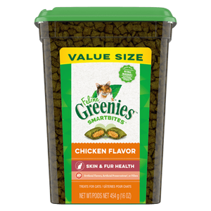 Greenies Feline Smartbites Healthy Skin & Fur Chicken Flavor Cat Treats