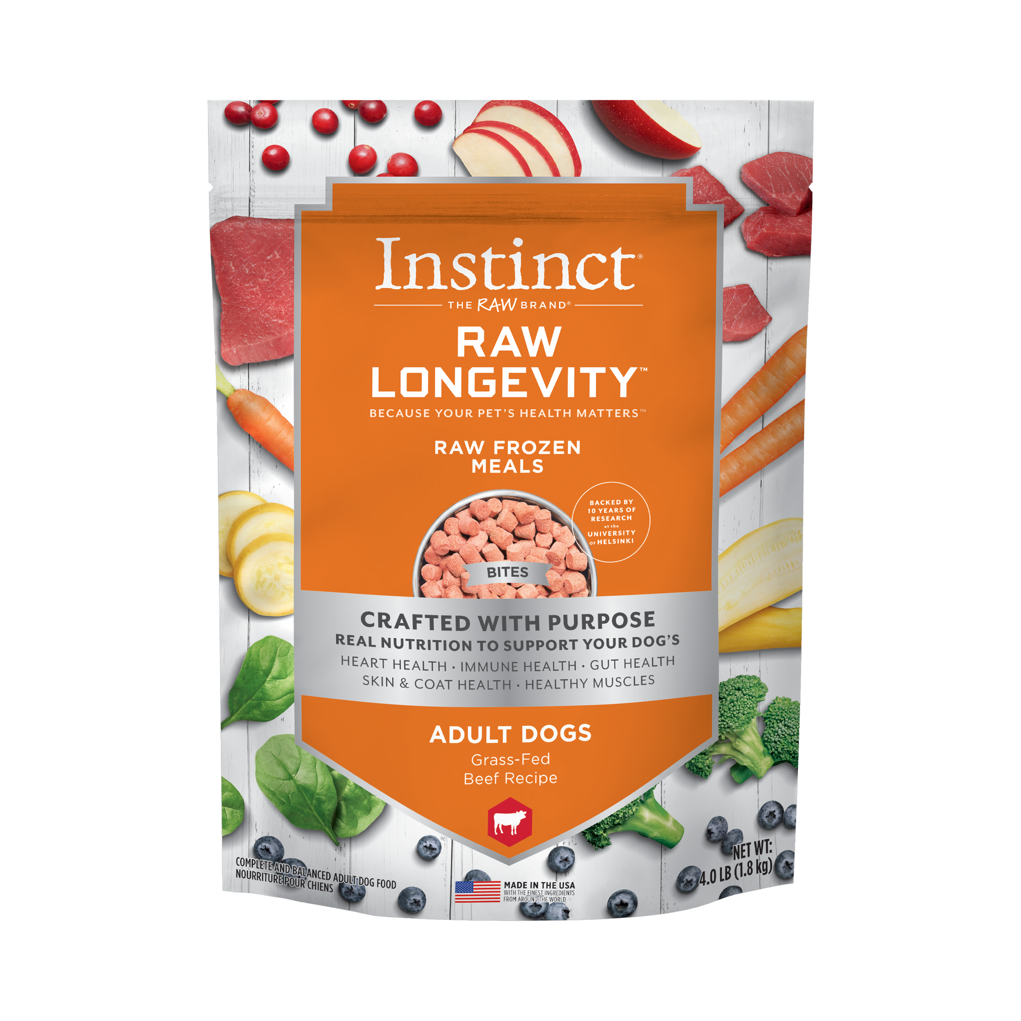 Instinct Raw Longevity Grass-Fed Beef Bites Frozen Dog Food