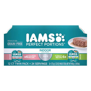 Iams Perfect Portions Indoor Pate Salmon & Turkey Multipack Wet Cat Food