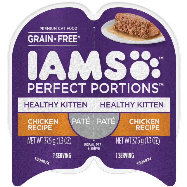 Iams Perfect Portions Healthy Kitten Pate Chicken Wet Cat Food