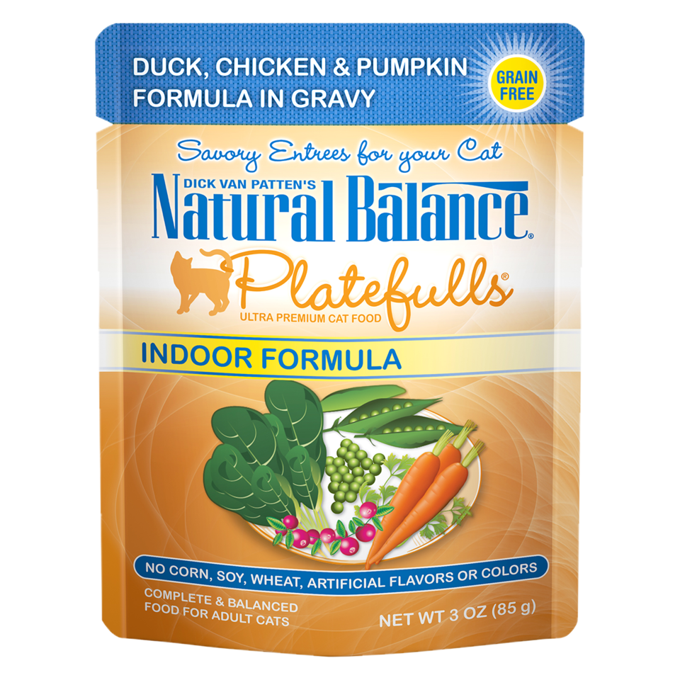Natural Balance Platefulls Indoor Duck, Chicken & Pumpkin Formula in Gravy Wet Cat Food
