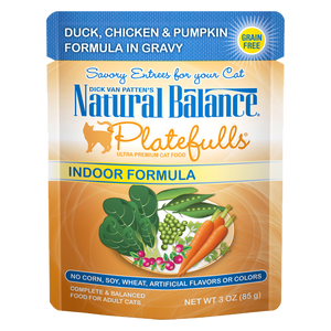 Natural Balance Platefulls Indoor Duck, Chicken & Pumpkin Formula in Gravy Wet Cat Food