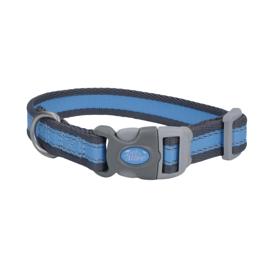 Coastal Pet Attire Pro Adjustable Reflective Collar 10-14" - 3/4" Blue with Gray