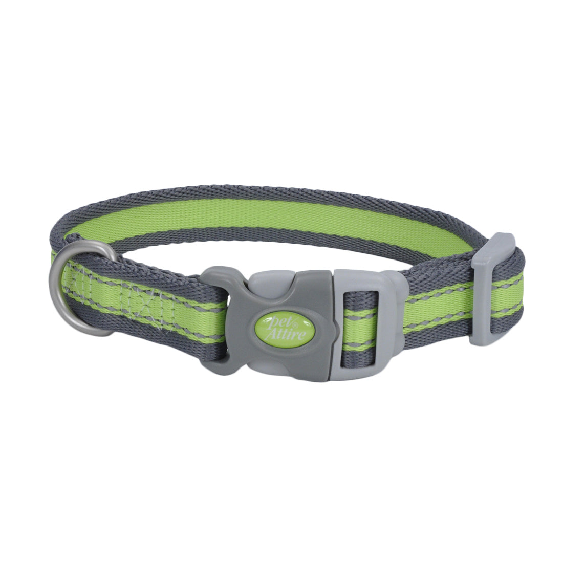 Coastal Pet Attire Pro Adjustable Reflective Collar 14-20" - 1" Green with Gray