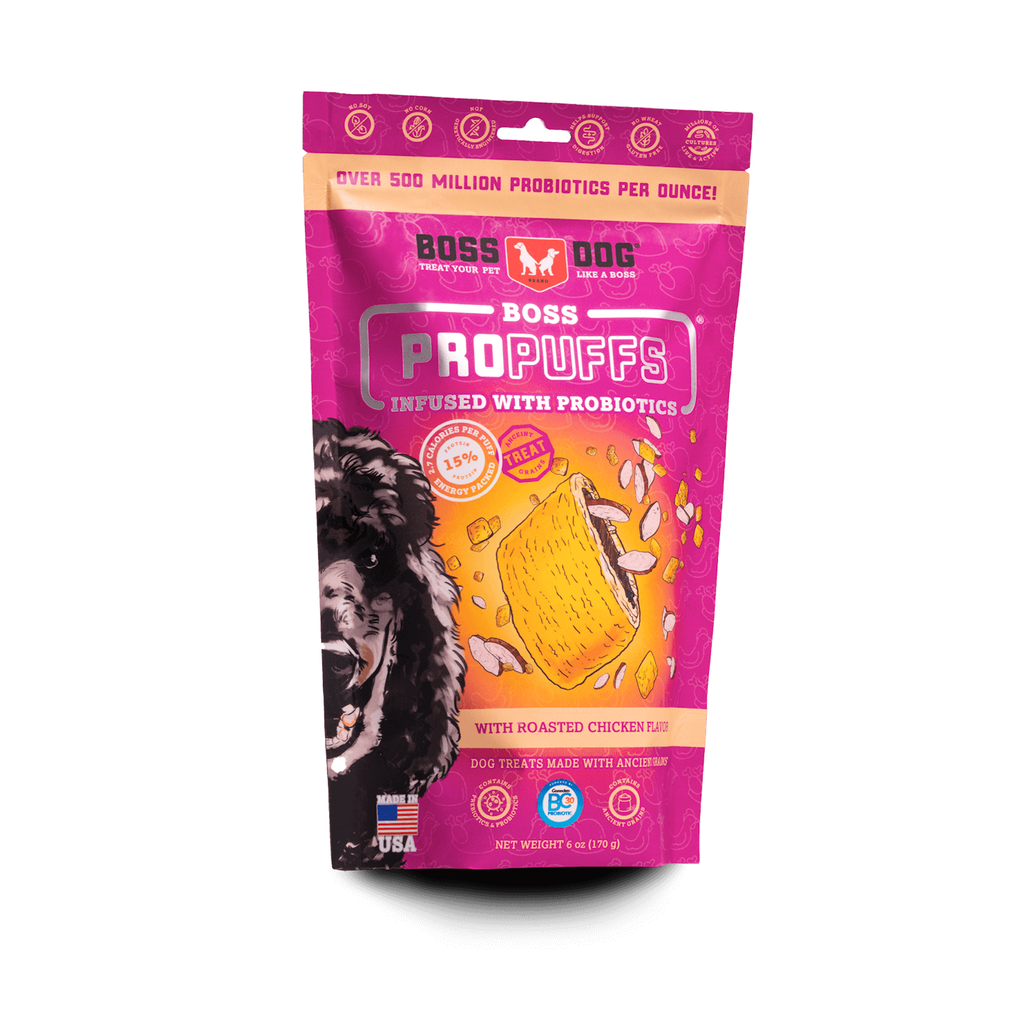 Boss Dog ProPuffs Infused with Probiotics with Real Roasted Chicken Flavor Dog Treats