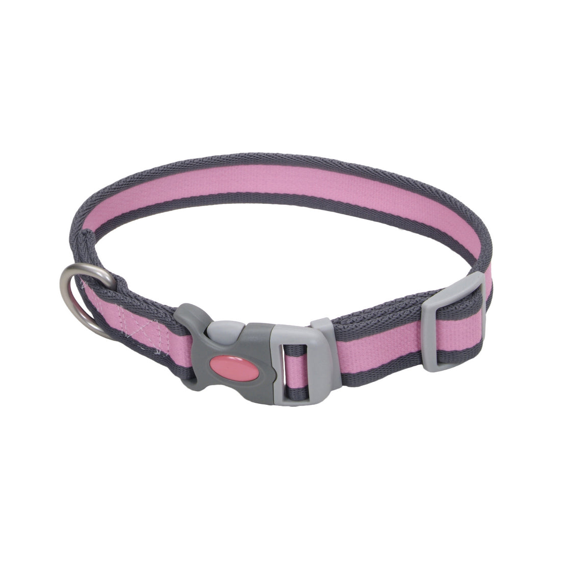 Coastal Pet Attire Pro Adjustable Reflective Collar 10-14" - 3/4" Pink with Gray
