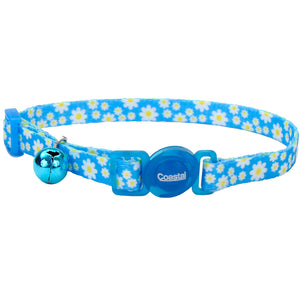 Coastal Safe Cat Adjustable Fashion Breakaway Collar for Cats Blue Daisy