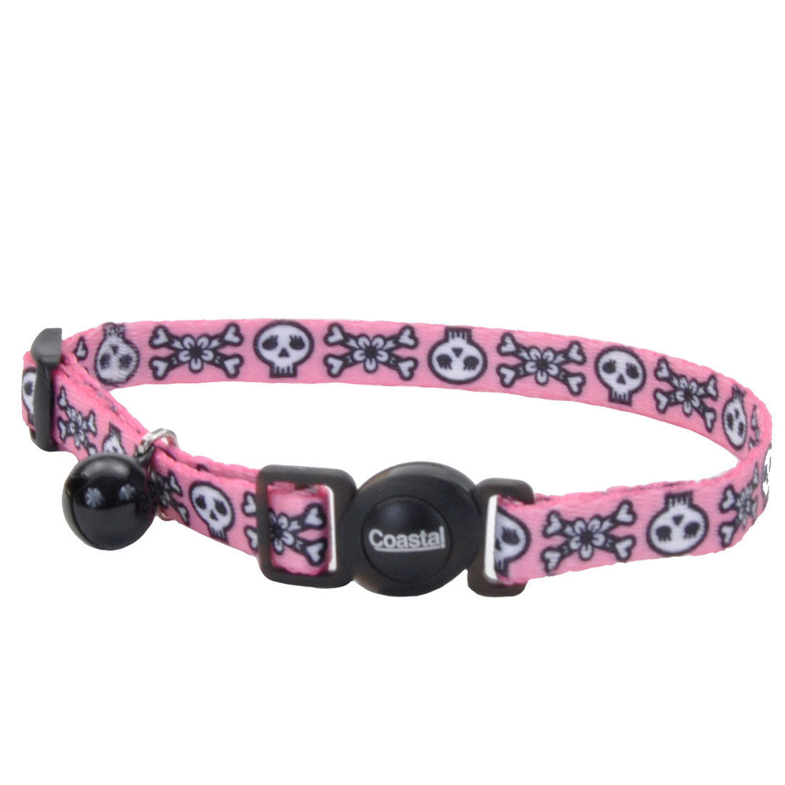 Coastal Safe Cat Adjustable Fashion Breakaway Collar for Cats Pink Skulls