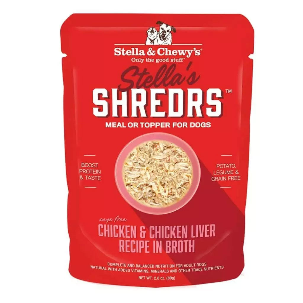 Stella & Chewy's Stella's Shredrs Chicken & Chicken Liver Recipe in Broth Wet Dog Food